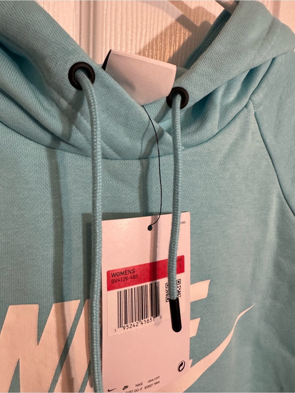 Nike Light Teal Pullover Hoodie with White Swoosh - Picture 2 of 5
